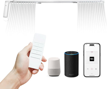 Smart Motorized Curtain Track, 71-130in, No-Cut Adjustable Electric Rail, ~33dB Quiet Motor, Remote & App Control