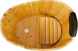 34 Inches Small Handcrafted Free Standing Wooden Bathtub, Portable Deep Soaking Tub for Relaxation, Natural Cedar Wood