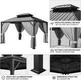 12'x10' Hardtop Gazebo, Update Aluminum Frame Gazebo with Galvanized Steel Double Roof
