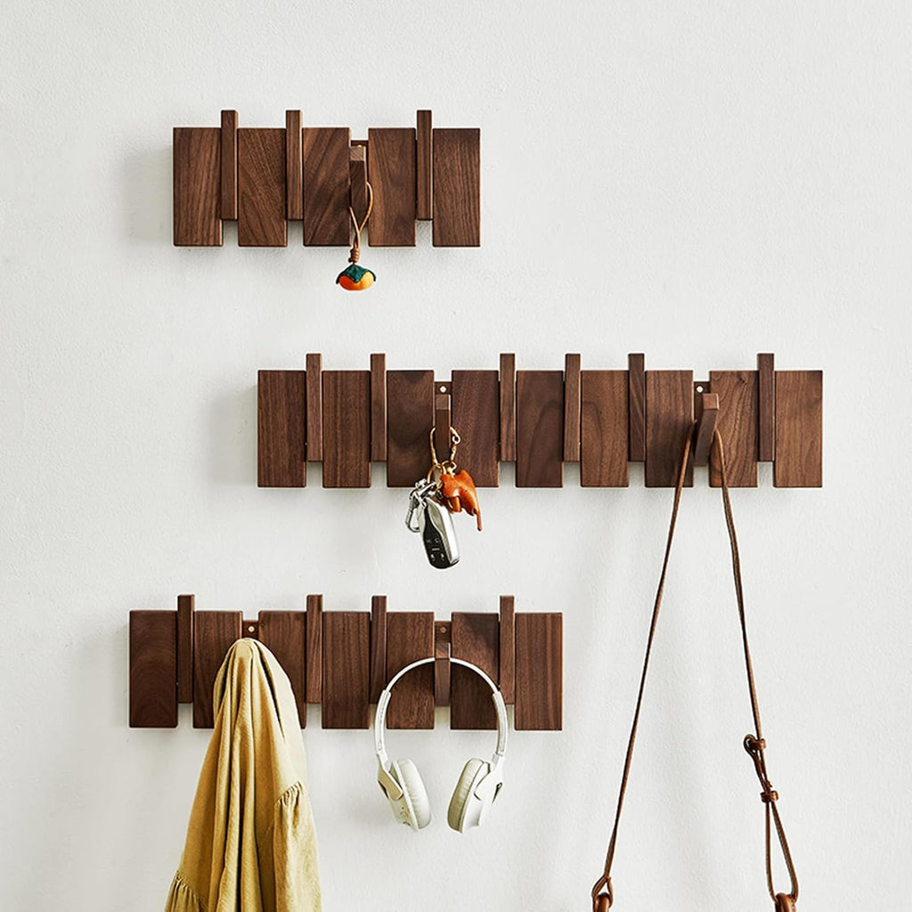 Wooden Coat Hooks Wall Mounted, Coat Rack Hanger Wall Mount with 4 Hooks, Heavy Duty Coat Hooks for Hanging