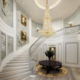 18-Lights 3 Layers Large Golden Classic Empire Style K9 Crystal Ball Chandelier Decorative Light Fixture for High Ceiling Living Room Foyer Stair Entryway (D27.6 * H59 inches) A108-B0DB7D9ZJC