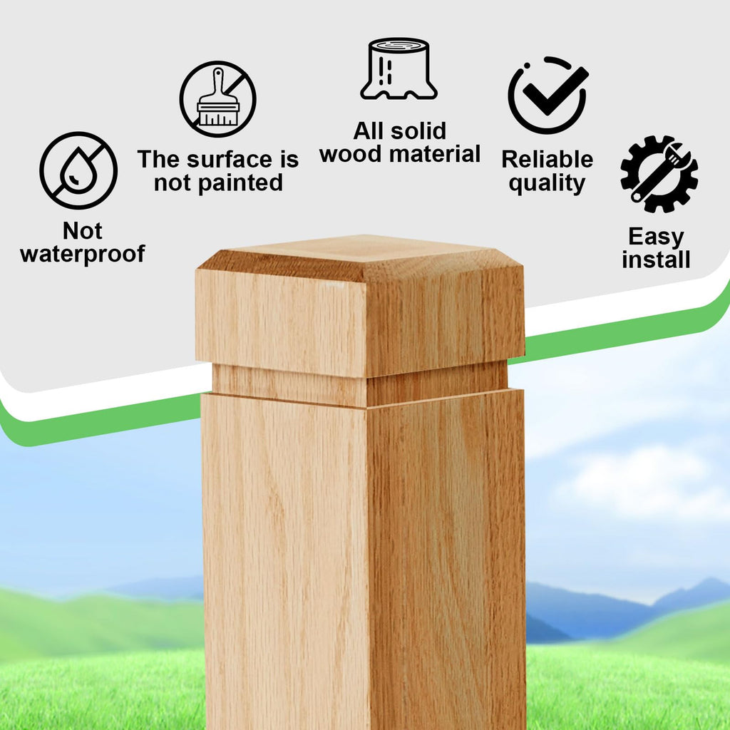 4 Pcs 3.5 x 48 Inch Red Oak Newel Post for Stair Handrail