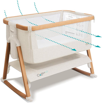 Air Baby Bassinet & Bedside Sleeper - Rocking Bassinet for Baby, Fast-Folding with Travel Bag, Deluxe Airflow