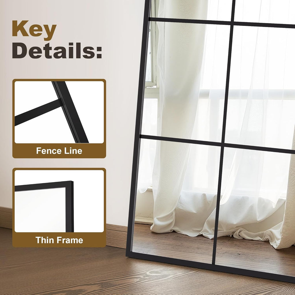 Window Mirrors for Wall Decor, Wall Mirrors Decorative Window Pane 30 x 40, Rectangular Metal Framed Wall Mounted