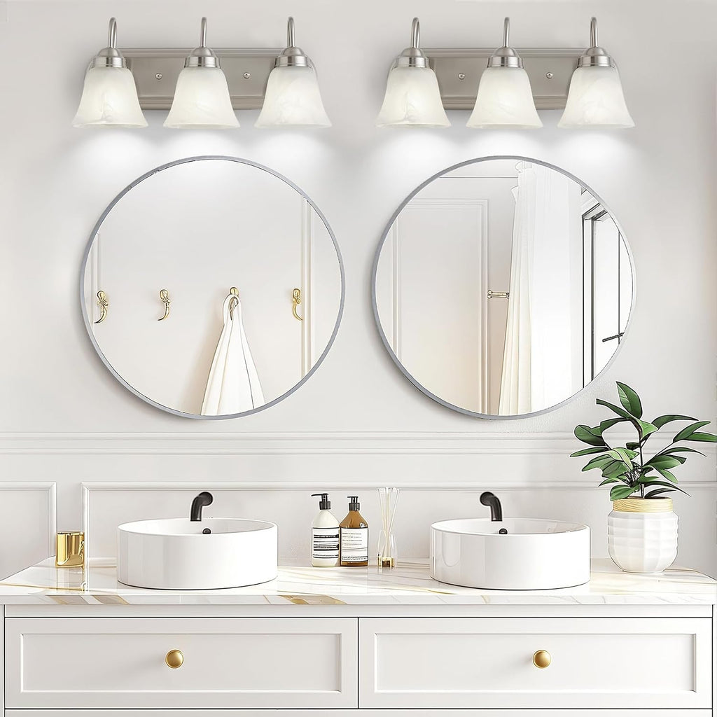 3 Light Bathroom Vanity Lights, Bathroom Light Fixtures Over Mirror, Modern Lighting Fixtures Brushed Nickel Wall