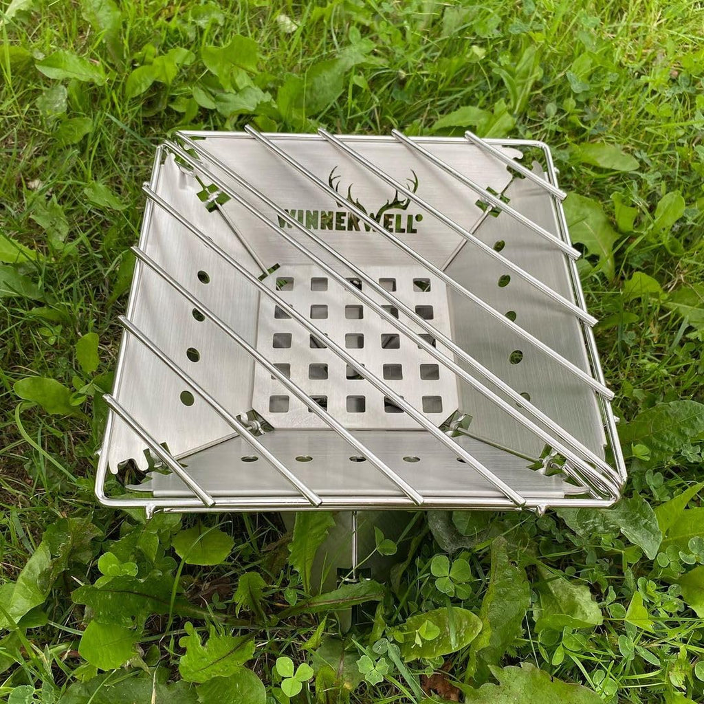 Medium Flat Firepit Foldable Stainless Steel Camping Fire Pit, AISI 304 Portable Firepit for Camping Overlanding
