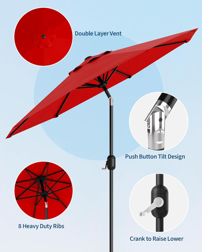 Patio Umbrella Outdoor, Market Umbrella, Table Umbrella with Push Button Tilt and Crank