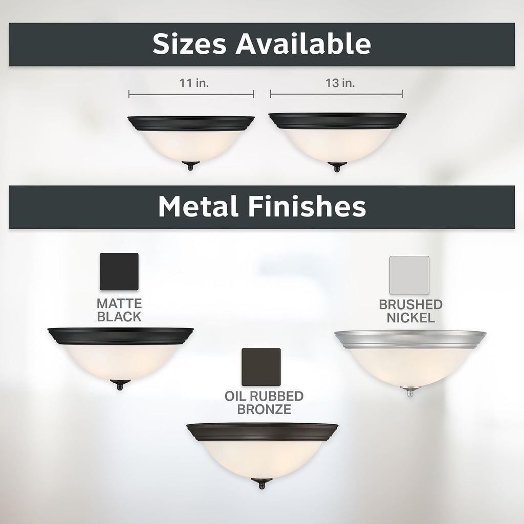 Flush Mount Ceiling Light, 2-Pack, 13 Inch Frosted Glass Lighting Fixture , and Hallway, LED Bulbs Not Included