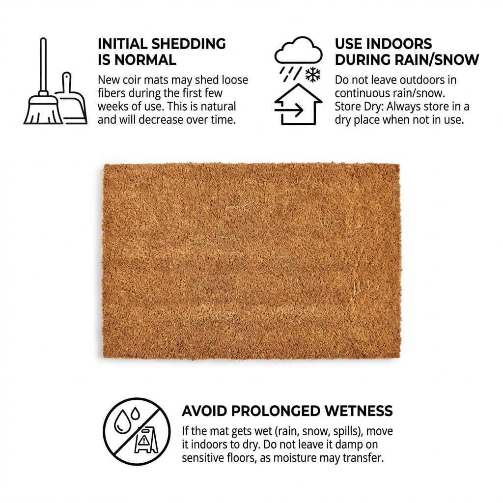2-Piece Layered Front Doormat Set, Fall Decor Hello Natural Coco Coir Door Mat + 28"x43" Black and White Buffalo
