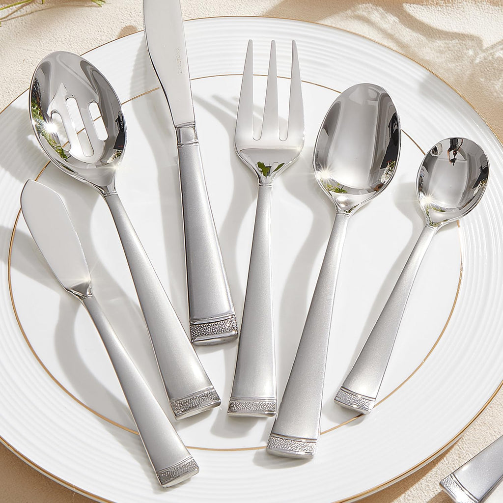Silverware Set, 65-Piece Flatware Set for 12, 18/10 Stainless Steel Cutlery Set with Bead Edge, Utensil