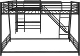 Triple Bunk Beds, L-Shape Twin Over Full Bunk Bed Attached a Loft Bed with Desk, Triple Bunk Beds with Slide