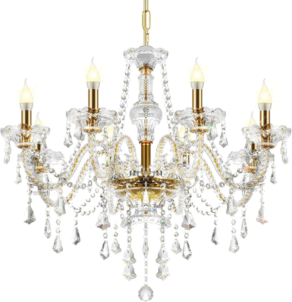 Gold Color Luxurious Candle Crystal Chandelier Modern Chandelier Light Fixture Crystal Pendant Raindrop Chandelier Glass Ceiling Pendant Lamp,10 Lights A110-B0BJ6VWLD1