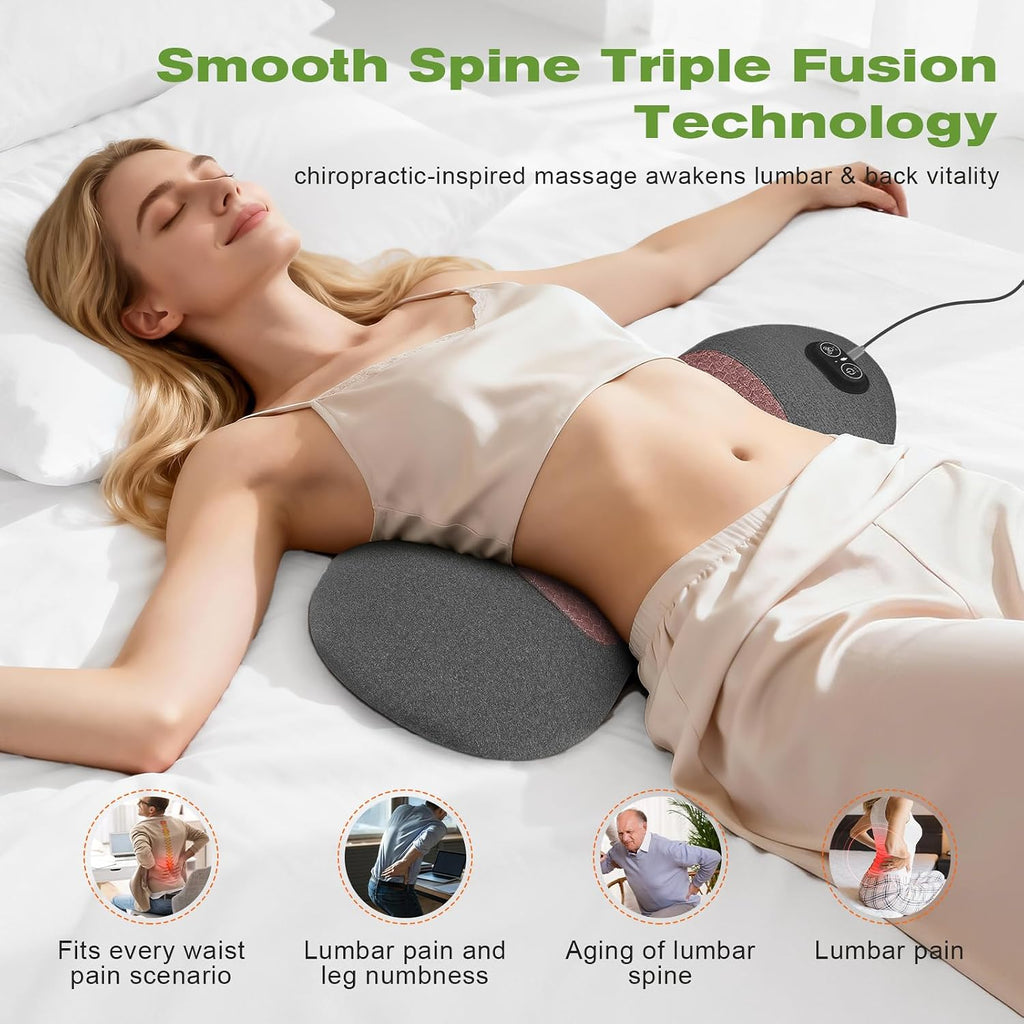 3-in-1 Lumbar Support Pillow with Heat, Vibration & Air Lift, Back Massager | Gentle heat and vibration massage