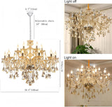 18 Lights Cognac K9 Crystal Chandelier, E12 Bulbs Crystal Ceiling Light Fixture, Luxury Crystal Lamp for Dining Room, Hotels, Living Room, Easy to Install (18-Light) A110-B0D7HTSGMN