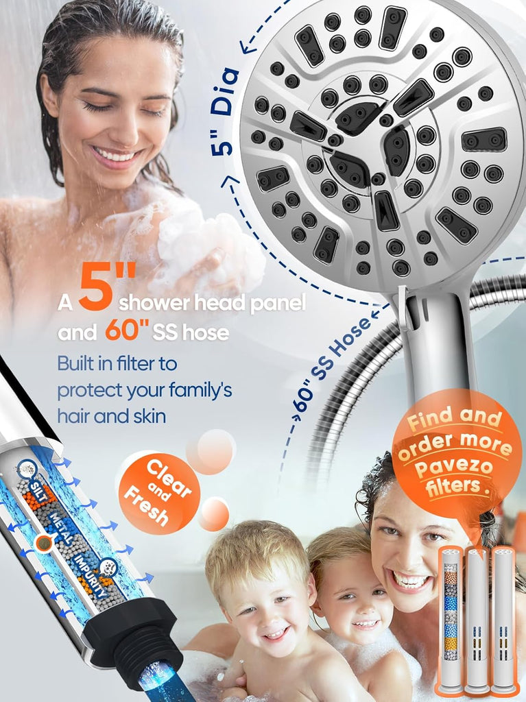 High Pressure Shower Head Handheld 5" Large