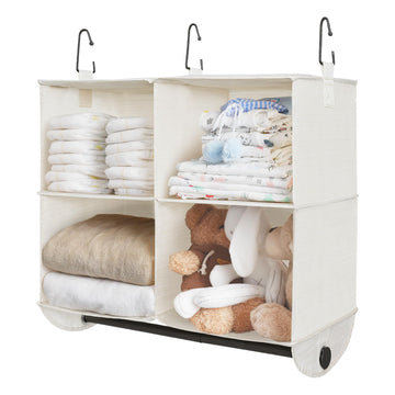 Hanging Closet Organizer with Rod, 4 Sections, 2 Tiers