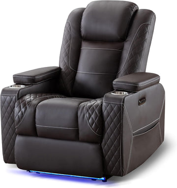 Home Theater Recliner Chair - Power Recliner Sofa Chair with Adjustable Headrest Faux Leather Reclining Chair