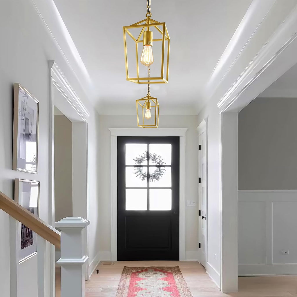 2-Pack Gold Pendant Lights Kitchen Island, Modern Mid Century Light Fixtures Hanging Lamp for Kitchen, Farmhouse