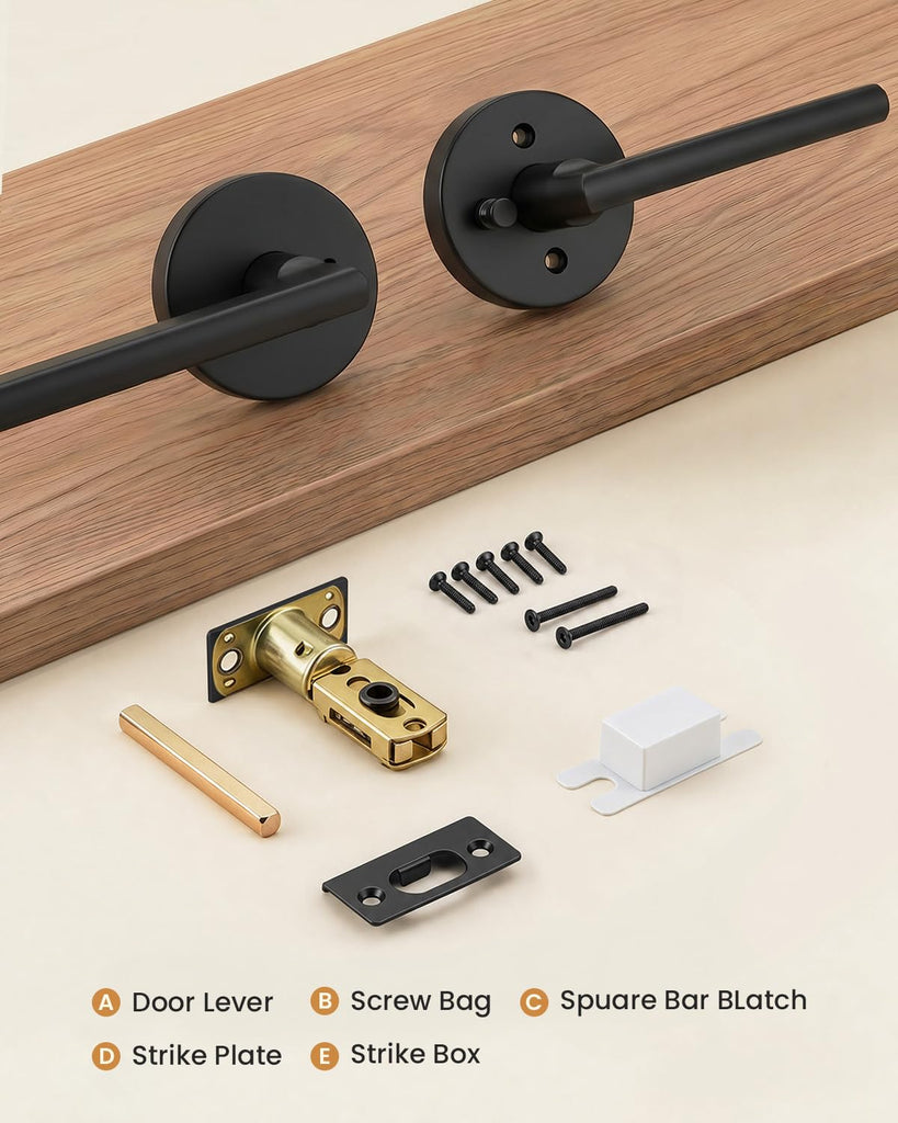 Black Door Handle Interior Privacy Door Lever Zinc Alloy 1 Pack