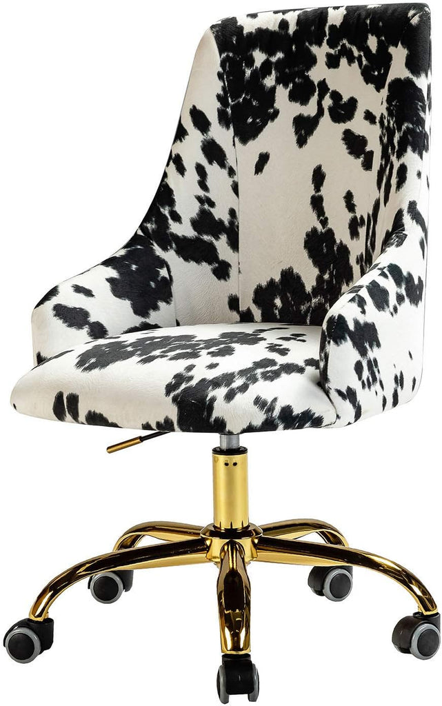 Upholstered Desk Chair Modern Armless with Wheels, Adjustable Swivel Fabric Task Chair for Living Room, Bedroom