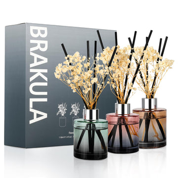 3 Pack Reed Diffuser, Oil Diffuser Sticks, Fresh Linen, White Jasmine, Lavender Vanilla (4 fl oz Each Pack), Home