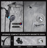 High Pressure Rain Shower Head: Upgrade Shower Heads with Handheld Spray Combo with Fixed Showerhead and 10 Sprays