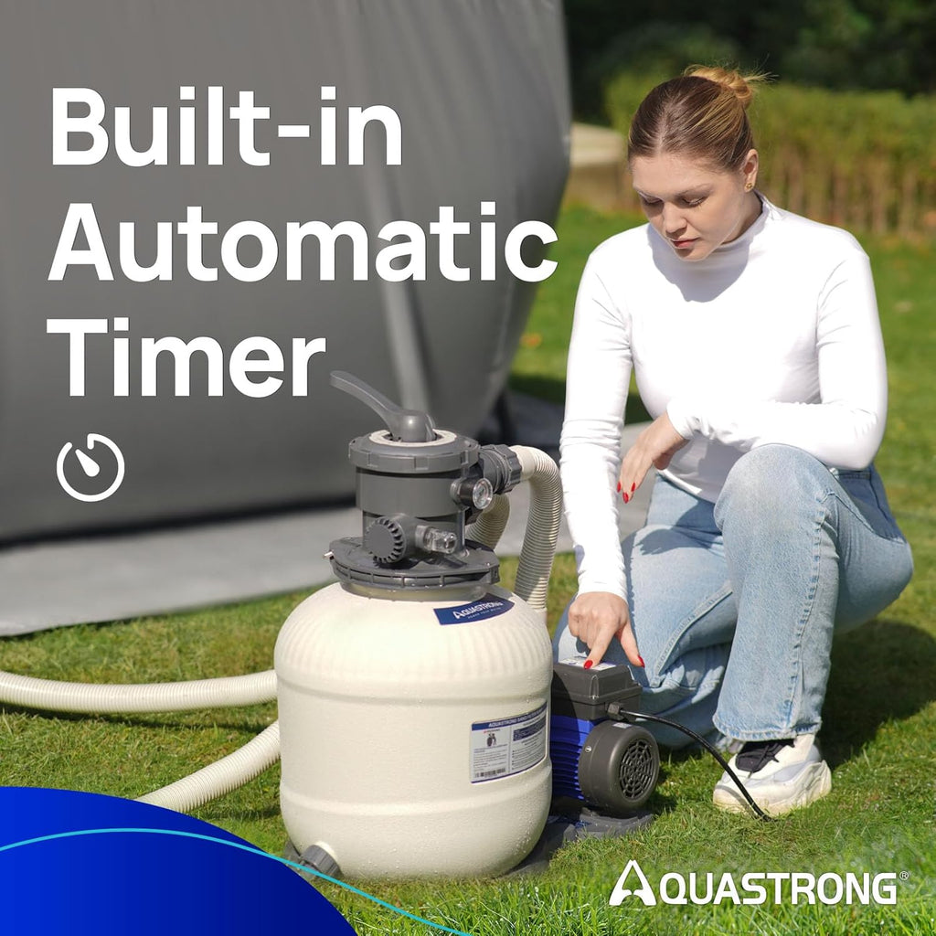 14in Sand Filter Pump for Above Ground Pool with Timer, 2/3 HP Pool Pumps Above Ground 3000 GPH for Pools up to 13000