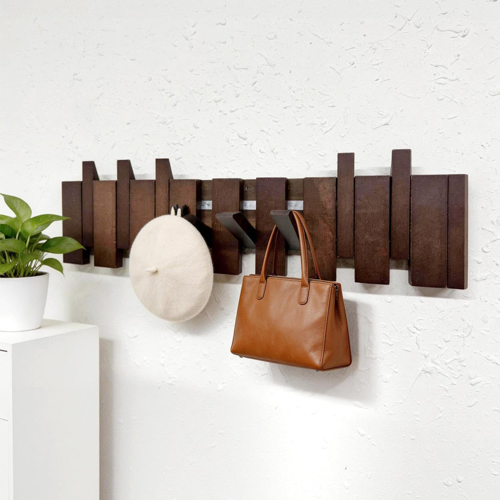 Wall Mounted Coat Rack with Hooks Wooden Wall Mount Piano Key Coat Rack 8 Hooks Solid Wood Coat Rack Wall Mount (22")
