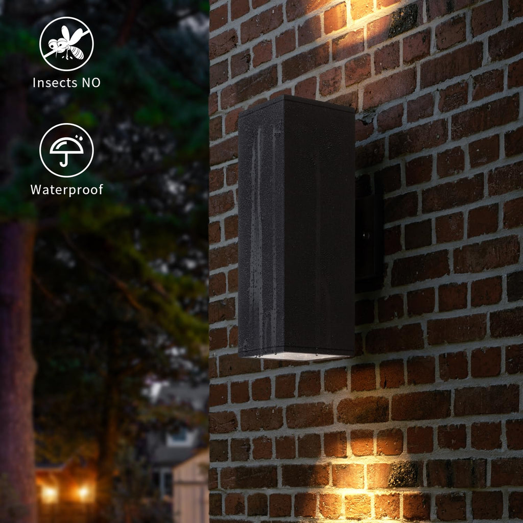 14" Modern Outdoor Porch Light in 2 Lights, Matte Black, 1 Pack