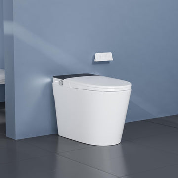 Smart Toilet with ADA Height, Bidet Built-In, Auto-Sensing Flip Lid, Off-Seat Auto Flush, Foot-Sensor