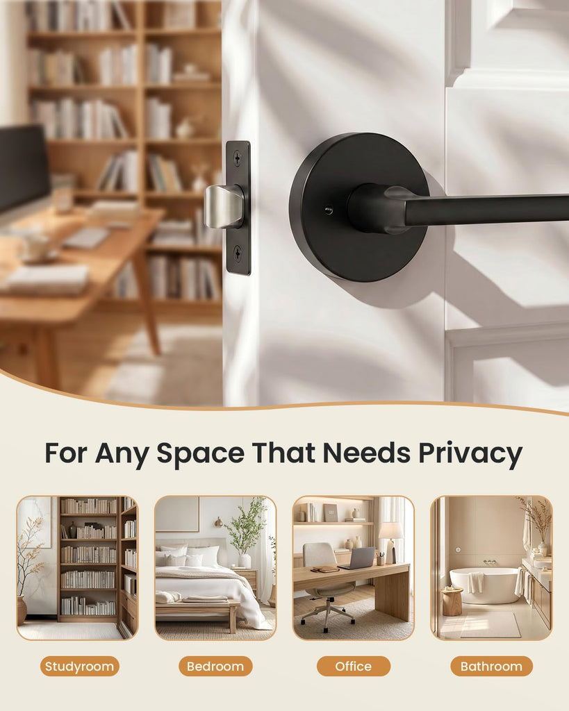 Black Door Handle Interior Privacy Door Lever Zinc Alloy 1 Pack