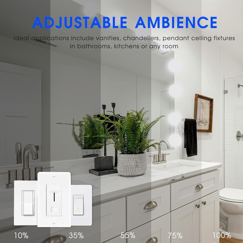 Vanity Globe Light Bulbs G25 LED for Indoor Bathroom Mirror Living Area, 2700K Soft White, Dimmable 600 Lumens, 6W (8-Pack)