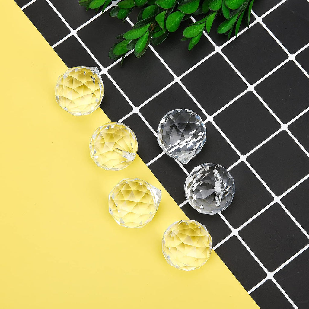 Clear Crystal Sun Catcher Suncatcher Prism Ball with Metal Rings - 48 Pack, 1.18"/ 30mm, Rainbow Pendant Maker