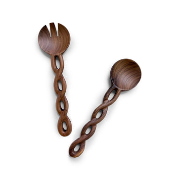 & York 13-Inch Walnut Wood Salad Tongs, Handcrafted Wooden Serving Utensils for Tossing Salad, Pasta, Side Dishes &