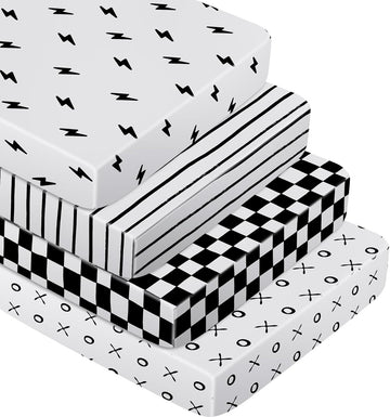 4 Pcs Black and White Crib Sheets for Baby Microfiber Baby Bassinet Soft Sheets Crib 52" x 28" for Standard Cribs