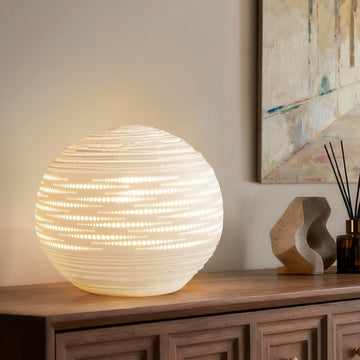 8.7" Modern Ceramic Table Lamp, Fully Dimmable Modern Bedside Lamps and Nightstand, White Translucen