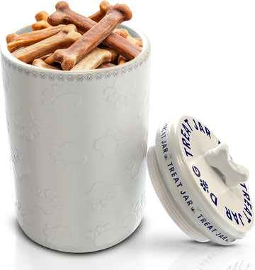 Dog Treat Jar - Airtight Dog Treat Holder - Ceramic Jar with Lid for Dog Treats, Snacks, Biscuits - Modern Cookie