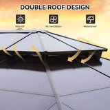 12'x16' Hardtop Gazebo, Outdoor Metal Gazebo with Double Polycarbonate Roof Canopy