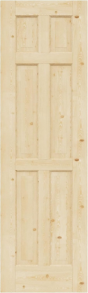 24'' x 80'' 6-Panel Wood Door, Natural Solid Pine Interior Door Slab, Arch Top, Solid Core Wooden Panel w/o Hardware, Prehung Jamb or Borehole, Pantry Doors, Single French Slab, Bedroom Door