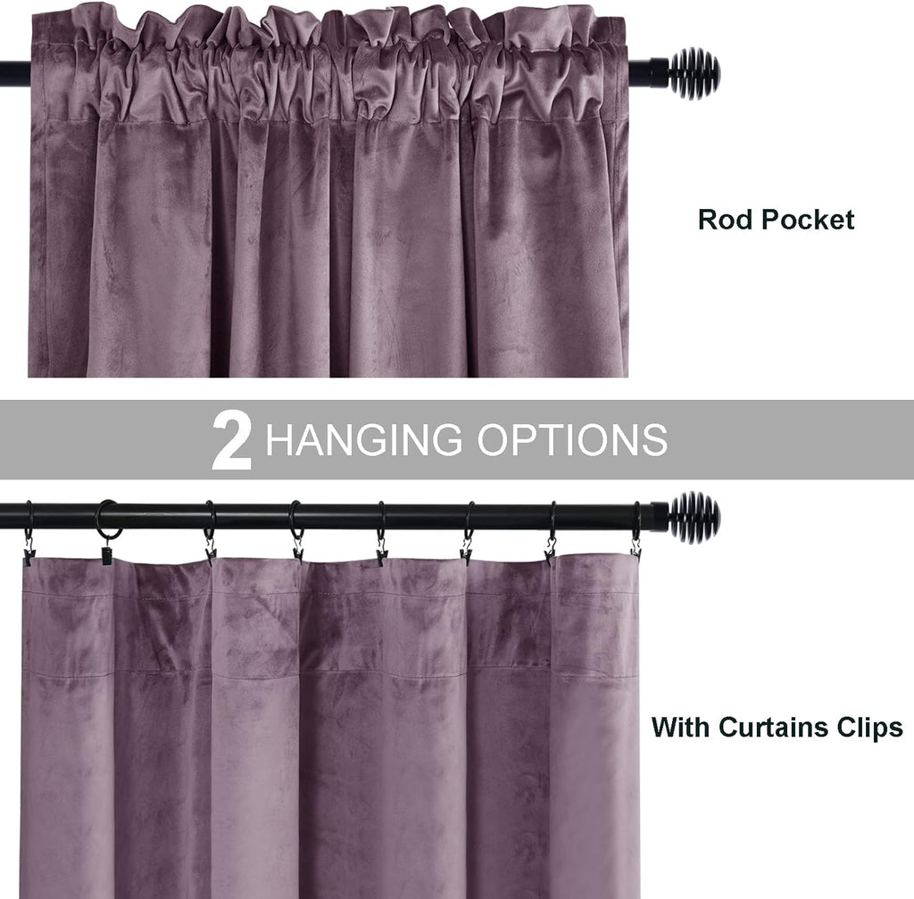 Luxury Velvet Curtains Thermal Insulated Room Darkening Rod Pocket Curtains for Living Room/Sliding