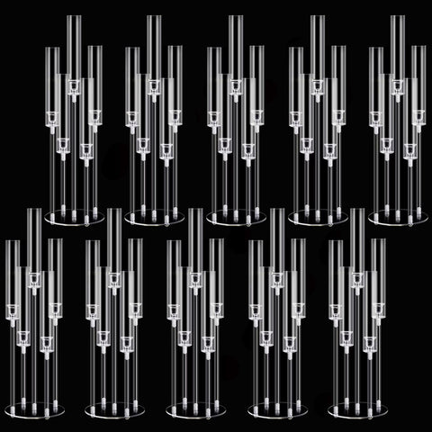 10pcs 5 Arm Acrylic Candelabra Centerpieces for Table,26inches Tall Clear Candlestick Holder Wedding Centerpieceson