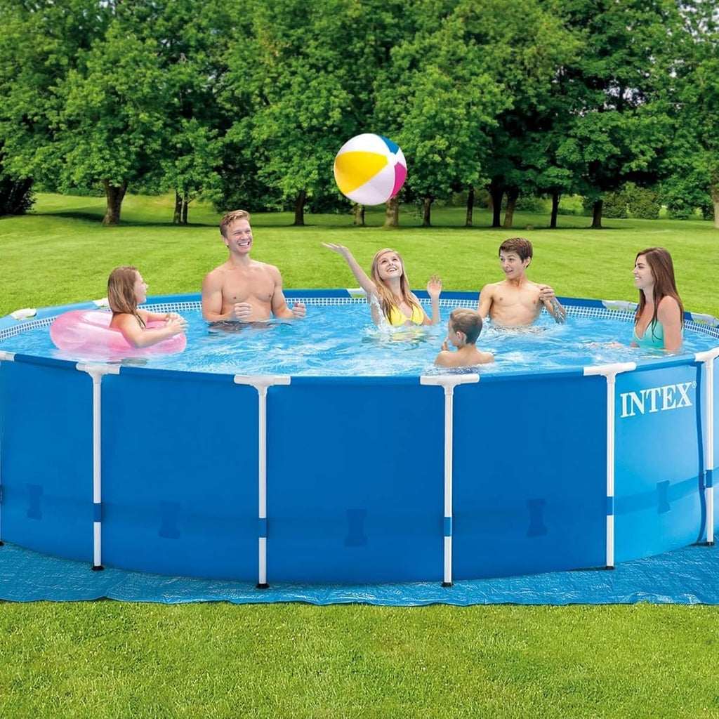 Metal Frame 15' x 48" Round Above Ground Swimming Pool Set with Filter Pump, Ladder, and Cover with Maintenance