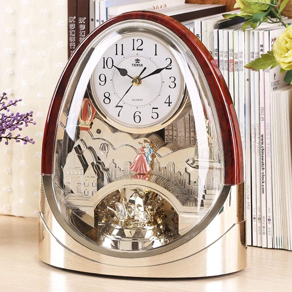 Table Clock,Desk Clock, Crystal Bells Musical Motion Rotating Pendulum Mantel Clock,for Home, Hotel, Library or Church Decor,Great Gift...