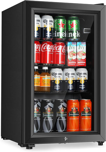 Beverage Refrigerator, 2.3 Cu.Ft, Mini Fridge with Glass Door for Soda Beer, Fre