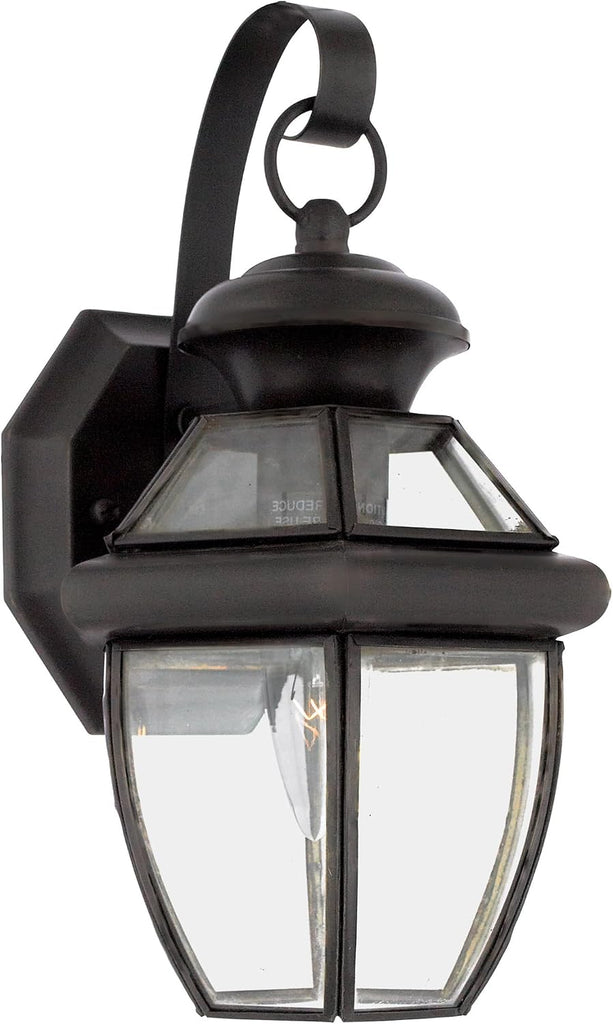 Newbury 12 Inch Outdoor Wall Lantern with Clear Beveled Glass - Medici Bronze
