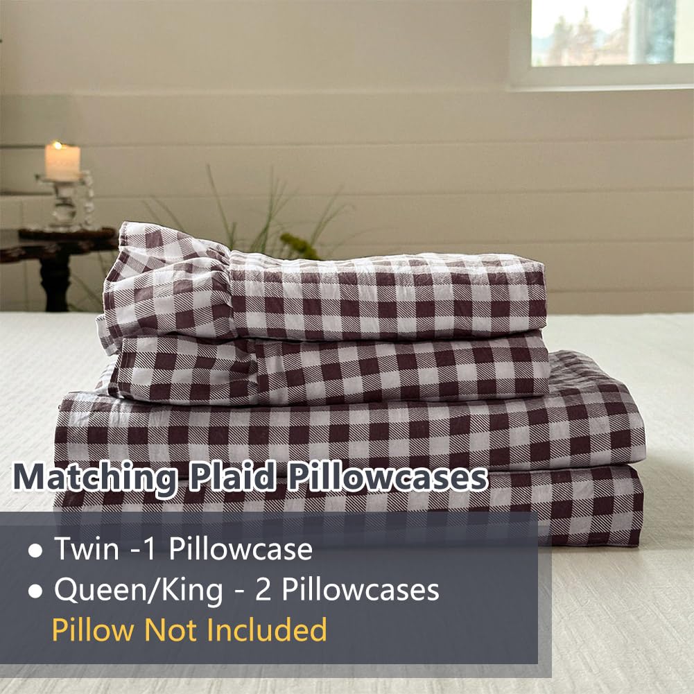Mocha Gingham Ruffle Sheet Set