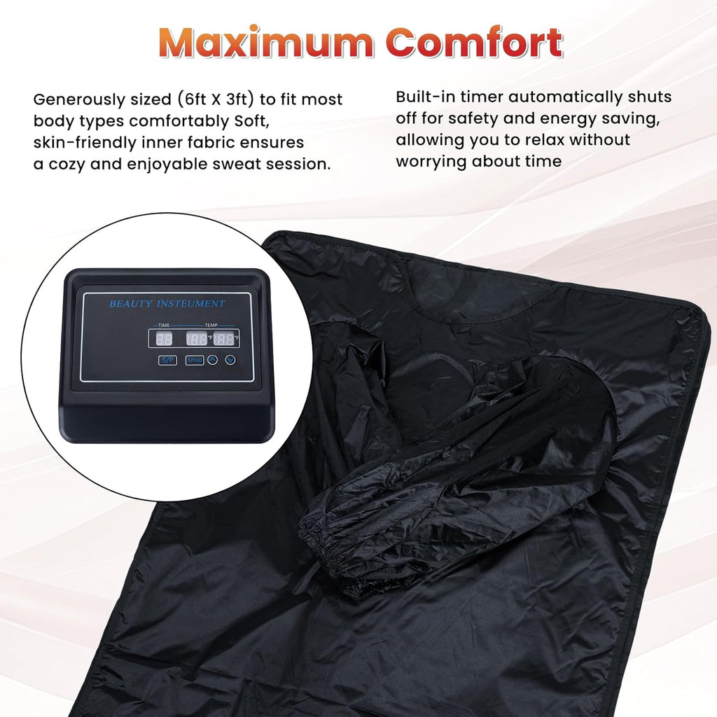 Sauna Blanket, Dual-Sided Temperature Control, Relieves Fatigue, Enhances Skin Elasticity