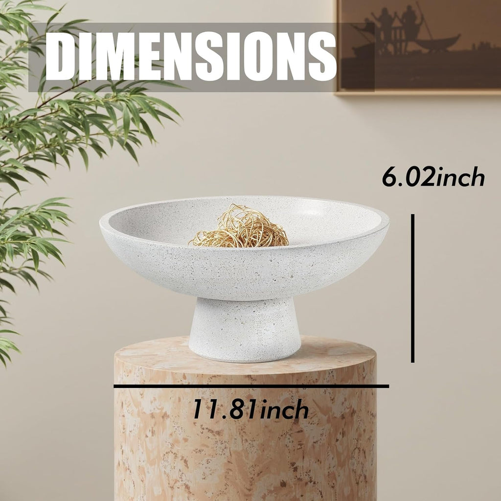 Large Decorative Fruit Bowl - Modern Handcrafted Resin Pedestal Bowl Counter, Entryway Key Holder & Table