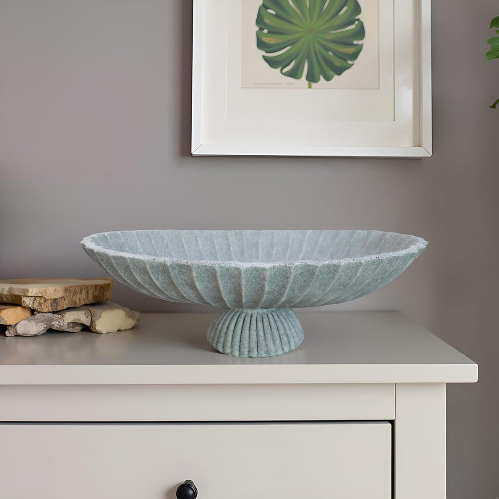 14.5" Large Decorative Long Bowl decor - Fluted Scalloped Decorative Bowls Decor,Ruffle Decor,Stylish Key Bowl for