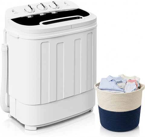 Portable Clothes Washing Machine Mini Twin Tub Washing Machine 13lbs Capacity with Spin Dryer,Compact Washer and Dryer